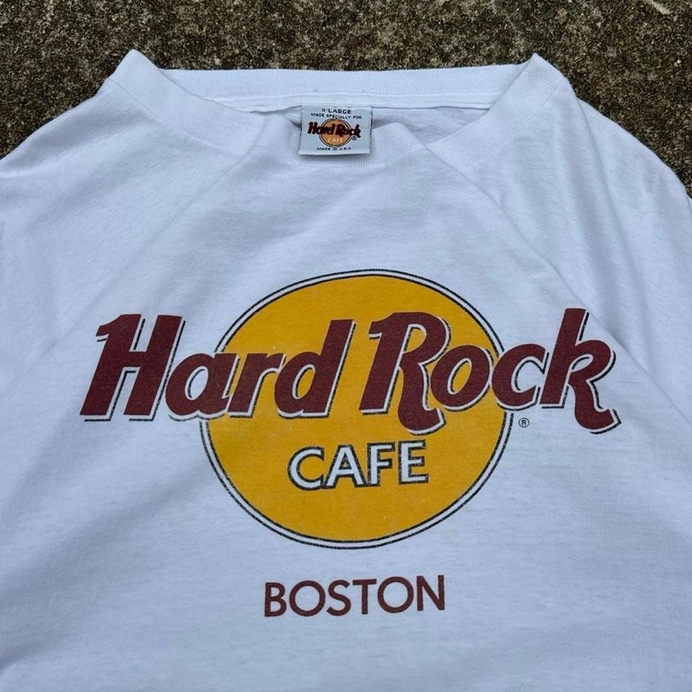 Vintage 90s Hard Rock Cafe Boston White Logo Mens X-Large (g5) USA Made